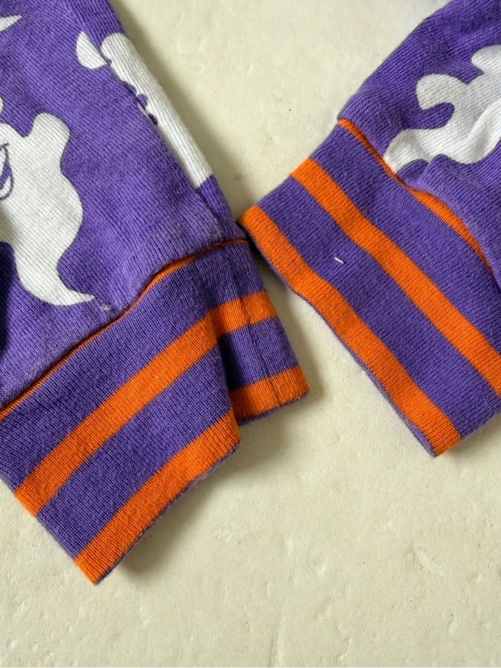 Disney Mickey Mouse Ghost Purple White Orange Halloween Pajamas Long Sleeve Set